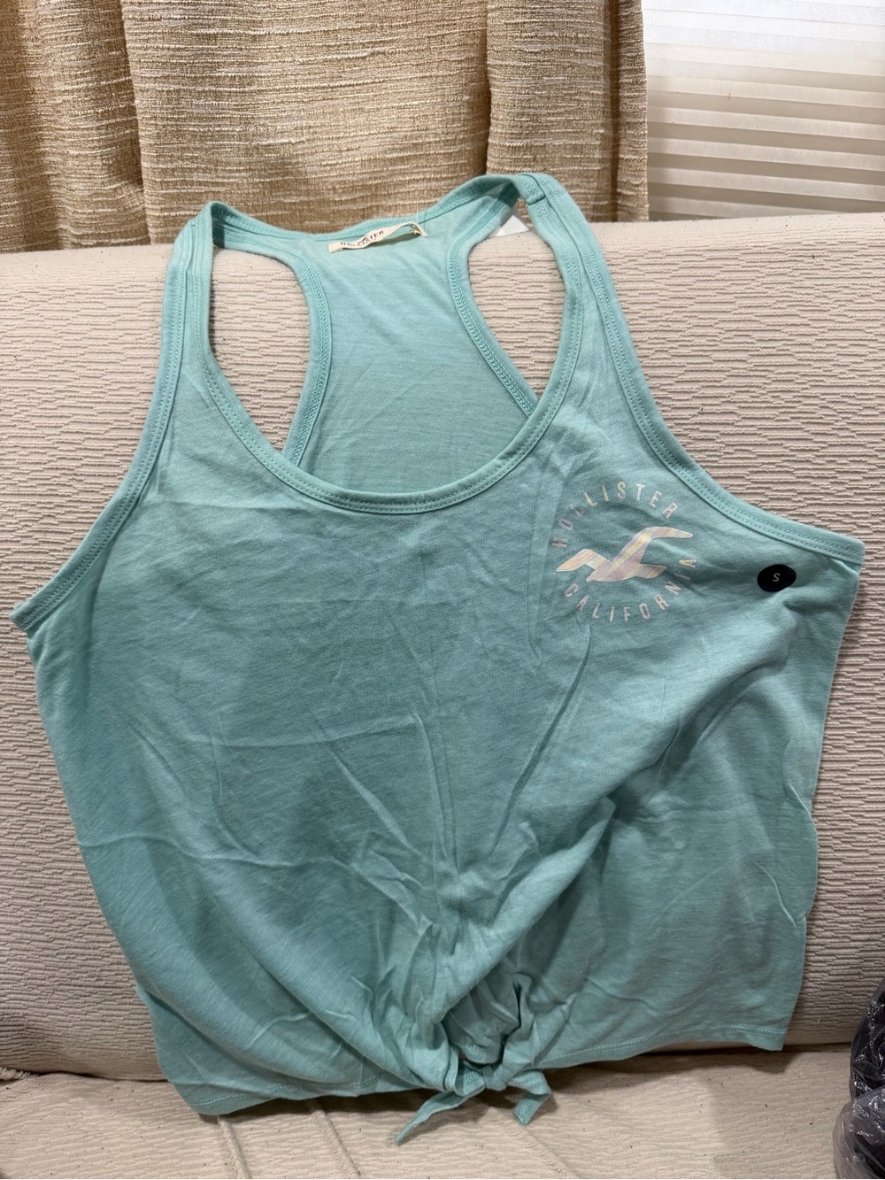 Hollister Women's Mint Tie-Front Racerback Tank Top - Picture 1 of 3
